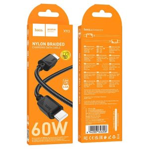 CABLE HOCO TIPO USB-C A USB-C X113 60W 1 MTR