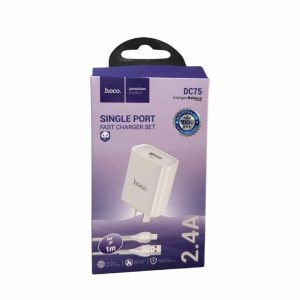 CARGADOR  HOCO PREMIUM DC75 2.4A CON CABLE 1Mtr.  IPHONE