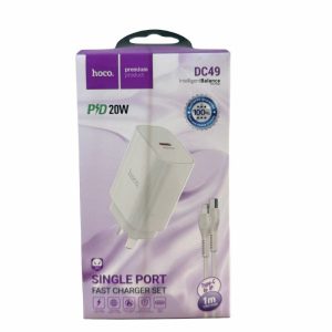 CARGADOR  DC49 PD 20W PREMIUM CON CABLE IPHONE