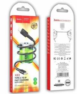 CABLE C A IPHONE USB HOCO PREMIUM X83 1M 2.4A (COLOR ROJO)