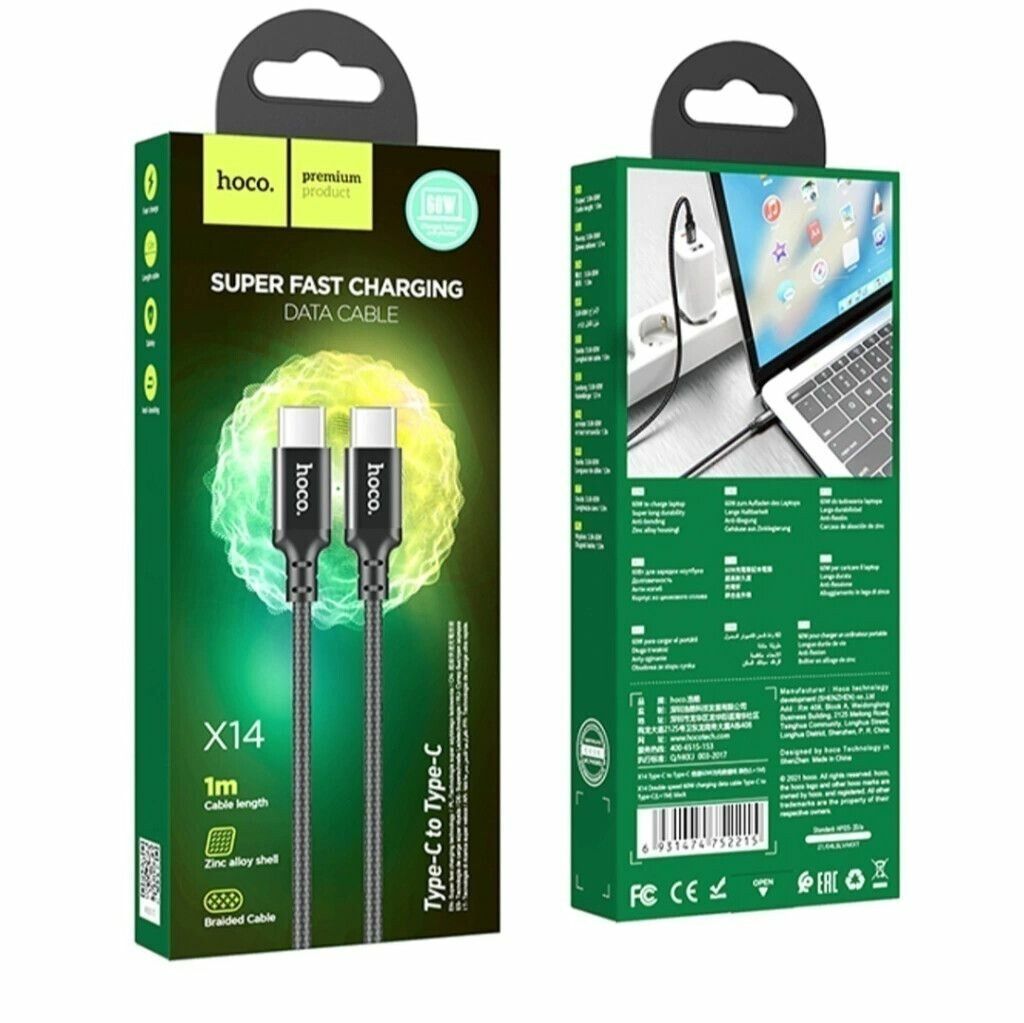 CABLE HOCO PREMIUM X14 - 1M CARGA RAPIDA C A C- 60W CABLE HOCO PREMIUM X14 - 1M CARGA RAPIDA C A C- 60W - Imagen 1