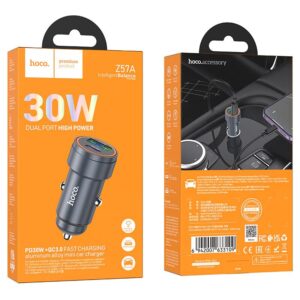 MINI CARGADOR PARA AUTO DE ALTA POTENCIA DOBLE ENTRADA SIN CABLE  30W Z57A